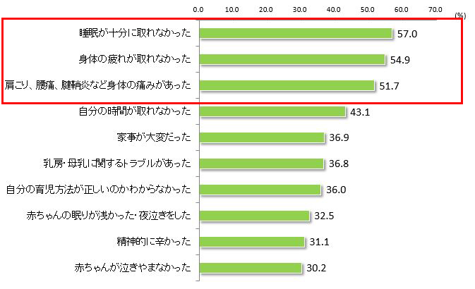 図4．出産後の不安・困りごと（複数回答）