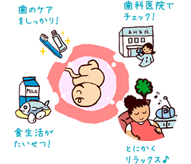 歯のケアをしっかり！ 歯科医院でチェック！ 食生活が大切！ とにかくリラックス
