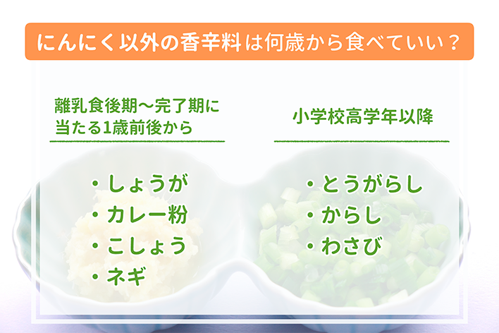 にんにく以外の香辛料は何歳から食べていい？