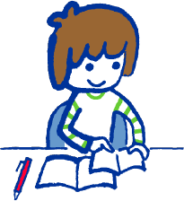 机に向かって勉強する子どもイメージイラスト