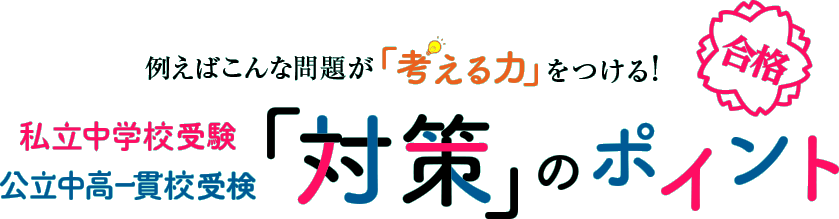 例えばこんな問題が「考える力」をつける！私立中学校受験 公立中高一貫校受検 「対策」のポイント