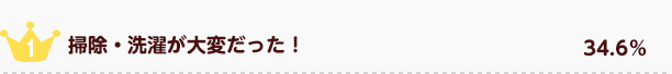 掃除・洗濯が大変だった！ 34.6％