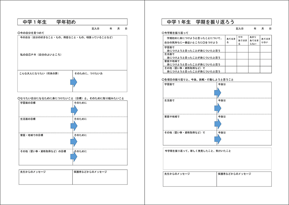 キャリアパスポートの書式の例