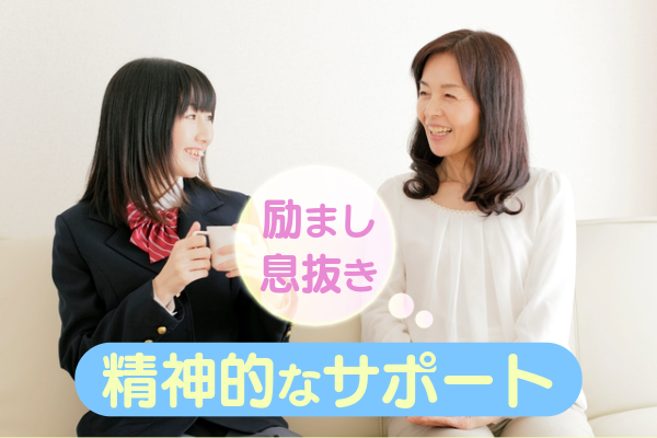 励ましや息抜きでの精神的なサポート