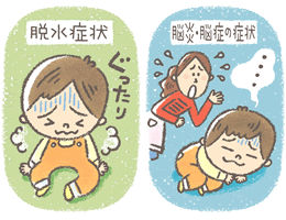 乳幼児の感染症で怖いのは、脱水と脳炎・脳症・髄膜炎