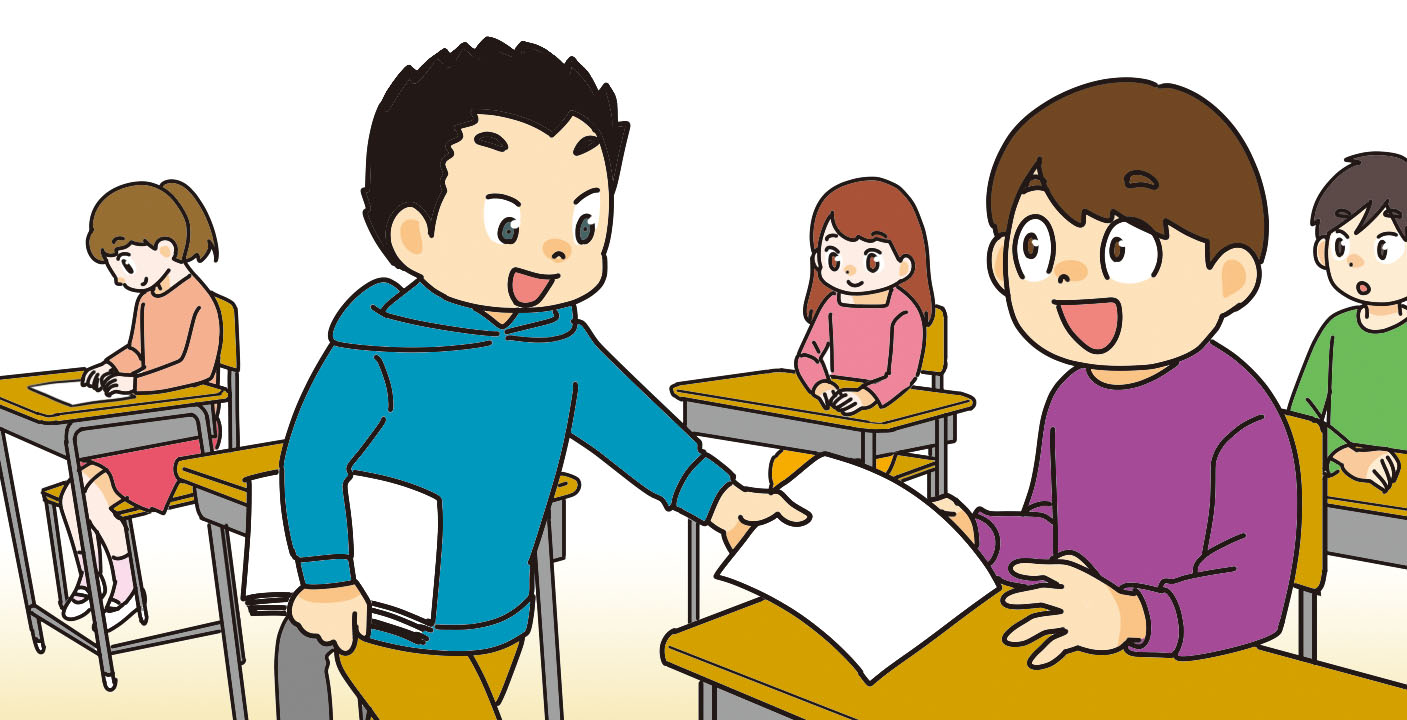 学校のクラスで積極的にプリントを配りにいく子ども