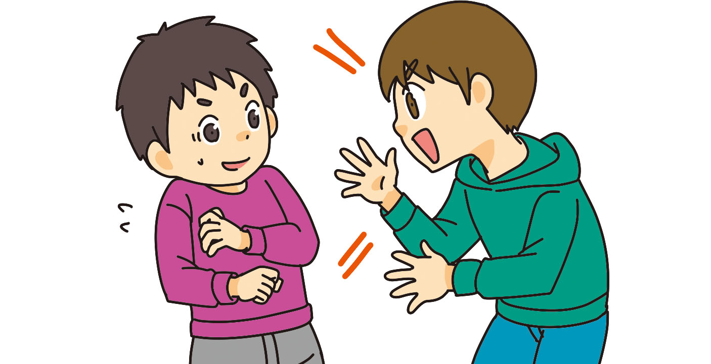 一方的に話す子供と、驚く子供