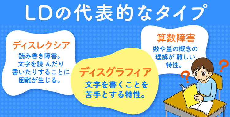 LDの代表的なタイプ「ディスレクシア」「ディスグラフィア」「算数障害」