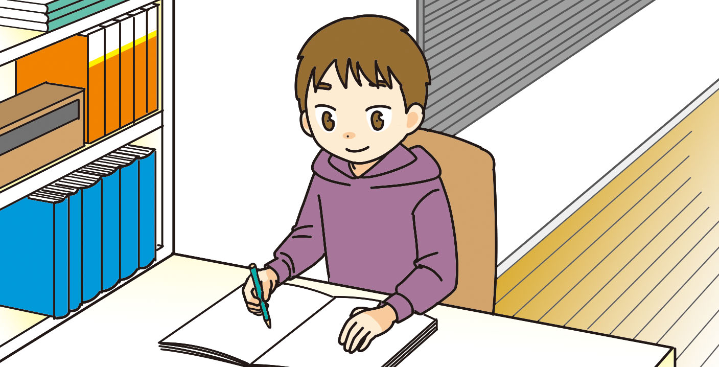 自宅で勉強をしている子ども