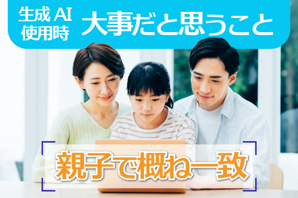 生成AIを使うときに大事だと思うことは親子で概ね一致