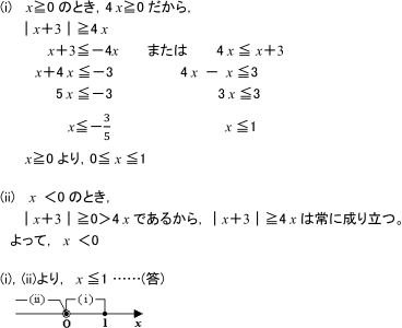 「c>0のとき,|x|>c ⇔ x <-c , c <x 」を利用した式
