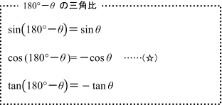 180°－θ　の三角比