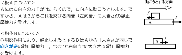 <板Aについて>と<物体Bについて>