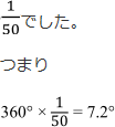 50分の1でした。つまり360°×50分の1=7.2°