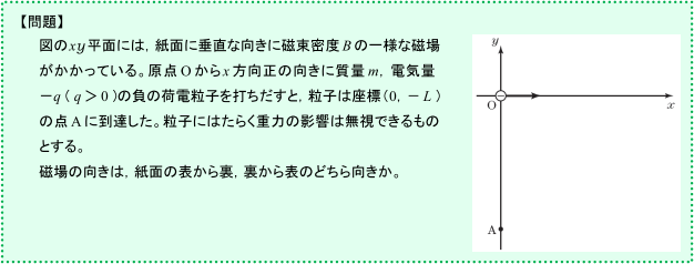 【電流と磁場】ローレンツ力を受ける粒子がいる場所の磁場の向きがよくわかりません。