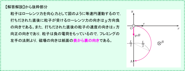 【電流と磁場】ローレンツ力を受ける粒子がいる場所の磁場の向きがよくわかりません。
