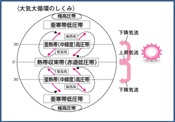 <大気大循環のしくみ>